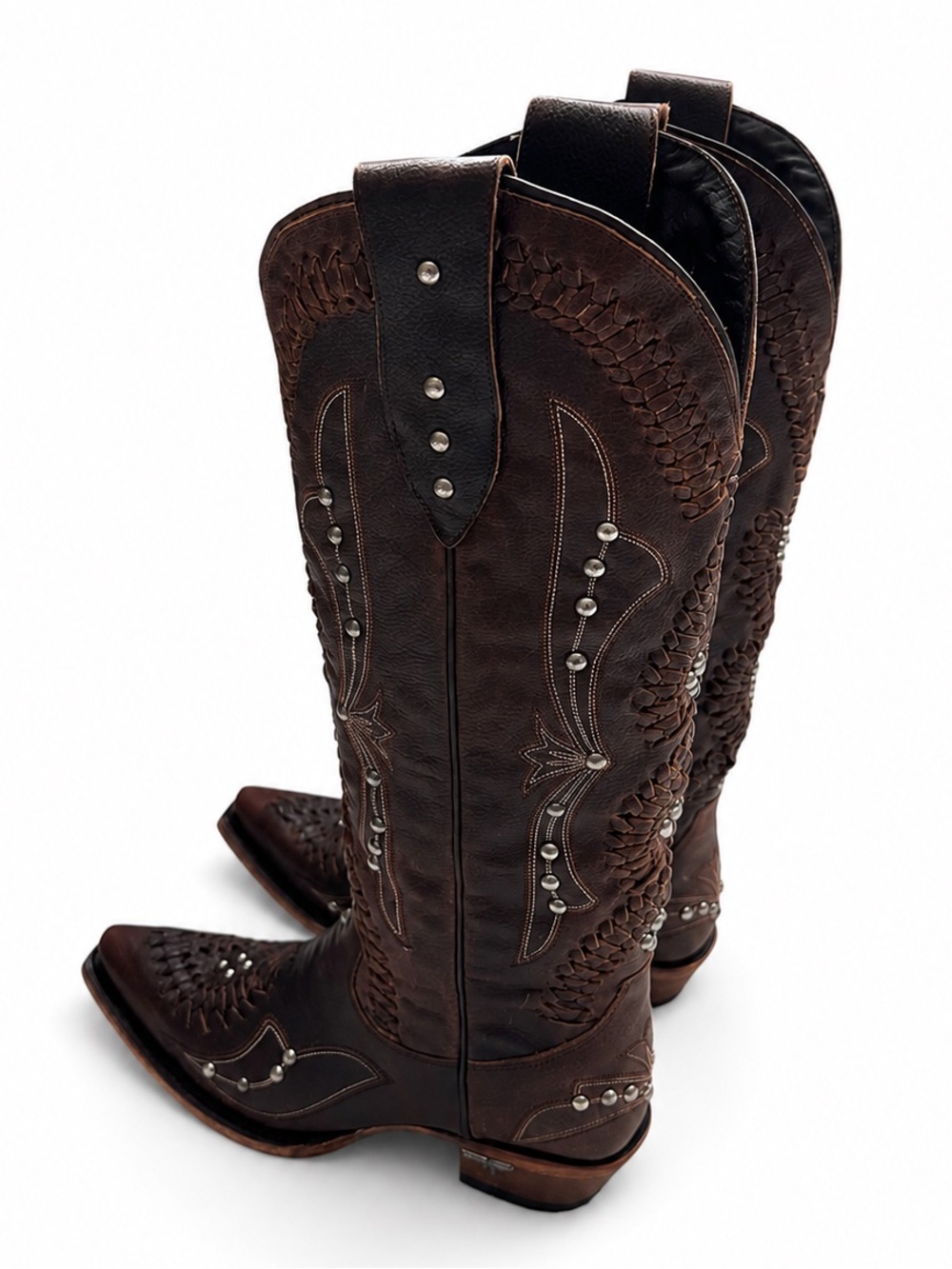 LANE Cossette Cognac Western Boots Leather Studded BNWT Box Size 7 - Picture 8 of 16